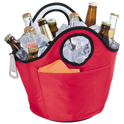 Geanta frigorifica cu desfacator de sticle - 8603 genti frigorifice rosii pentru sticle de bauturi 860305