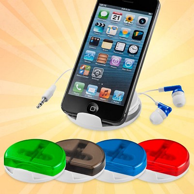 Casti audio in cutie cu suport pentru telefon - 10821800 casti audio promotionale 10821800