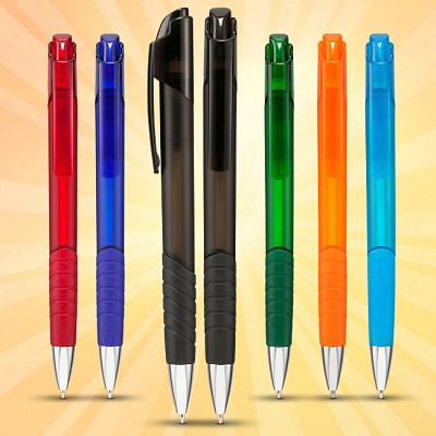 Pix colorat din plastic cu grip cauciucat - 10643801 pixuri promotionale din plastic 10643801