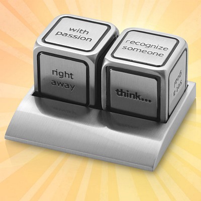 Set de doua zaruri metalice cu mesaje pozitive - 12315500 zaruri metalice promotionale 12315500