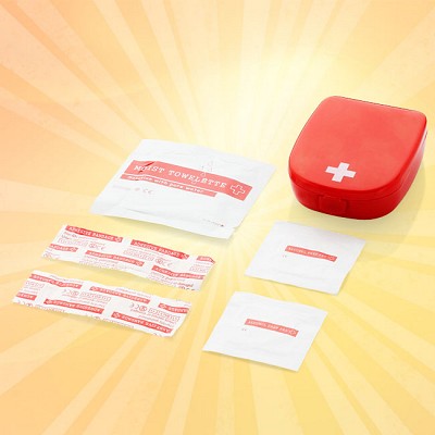 Cutie din plastic cu cinci accesorii de prim ajutor - 12603700 cutii promotionale sanitare de prim ajutor 12603700