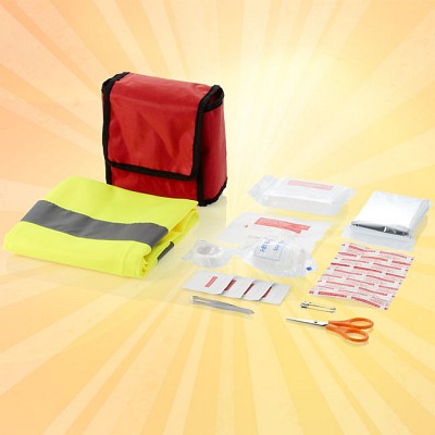 Trusa cu vesta reflectorizanta si accesorii de prim ajutor - 12603300 truse sanitare de prim ajutor cu vesta reflectorizanta 12603300