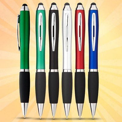 Pix cu corp ergonomic din plastic si stylus pen pentru touch screen - 10639204 pixuri promotionale cu touch pen 10639204