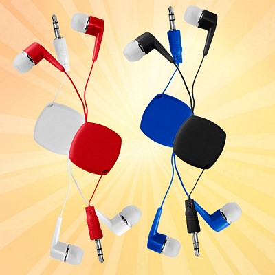 Casti audio din plastic cu carcasa organizatoare pentru cablu - 13418300 casti audio colorate 13418300