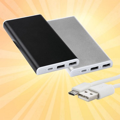 Power bank din aluminiu cu doua porturi USB - AP741940 AP741940 powerbank metalic cu 2 porturi USB