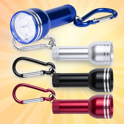 Lanterna colorata din aluminiu cu 3 LED-uri si carabina - AP781002 AP781002 lanterne metalice cu carabina