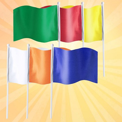 Steag colorat din poliester cu bat alb din plastic - AP741827 steaguri colorate promotionale AP741827