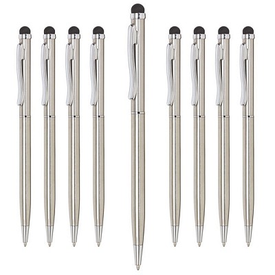 Pix metalic cu corp subtire si stylus pen - 1101634 pixuri metalice cu varf touch pen 1101634
