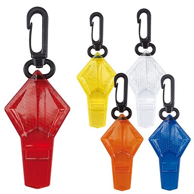 Breloc reflectorizant din plastic cu fluier si carabina - 0402485 0402485 brelocuri relfectorizante cu carabina