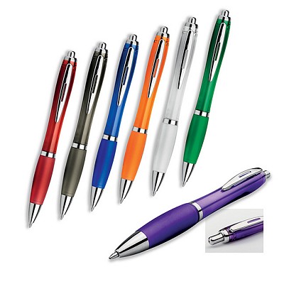 Pix din plastic cu accesorii metalice si grip cauciucat - 12528 pixuri din plastic cu accesorii metalice si grip cauciucat 12528