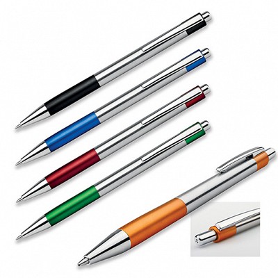 Pix metalic argintiu cu accesorii colorate - 12531 pixuri metalice argintii cu accesorii colorate 12531