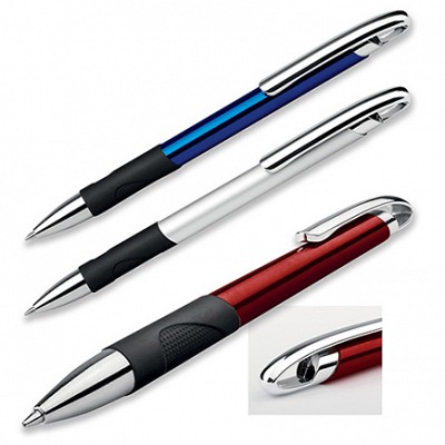 Pix metalic colorat cu grip negru cauciucat - 12533 pixuri metalice cu grip cauciucat 12533