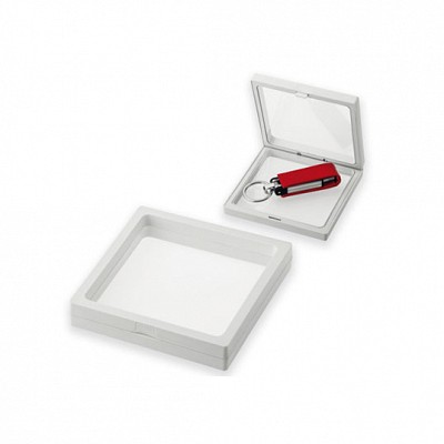 Cutie din plastic 11x11x2 cm cu fereastra pentru stick-uri USB - 45320 45320 cutii din plastic pentru stick uri USB