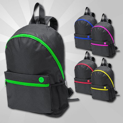 Rucsac negru cu fermoar colorat - AP781202 rucsaci promotionali cu detalii colorate AP781202
