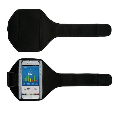Banda sport promotionala cu buzunar pentru telefon - P320181 banda neagra sport cu buzunar de telefon P320181