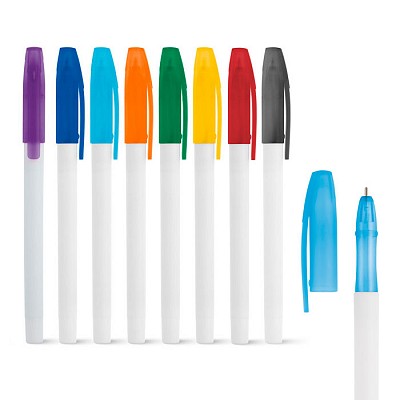 Pix alb din plastic cu capac colorat - 51110 pixuri albe din plastic cu capac colorat 51110