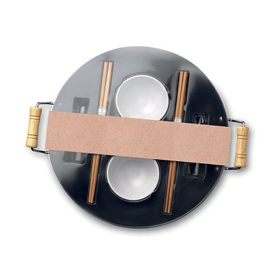 Tigaie wok cu 2 boluri si 2 seturi de bete - MO9131 tigaie wok cu 2 boluri MO9131