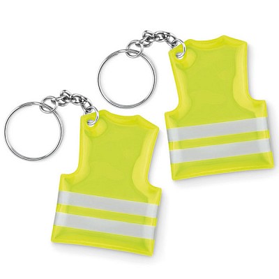 Breloc refelctorizant cu forma si design de vesta de protectie - MO9199 brelocuri promotionale reflectorizante cu forma de vesta MO9199
