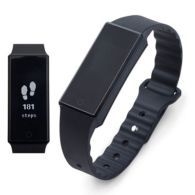Bratara fitness neagra cu functii wireless pentru telefon - V3896 bratari fitness promotionale cu functii wireless pentru telefon V3896
