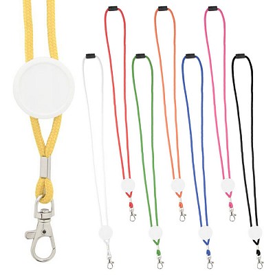 Snur lanyard cu eticheta din plastic rotunda - AP741990 lanyarduri cu snur colorat si carabina metalica AP741990