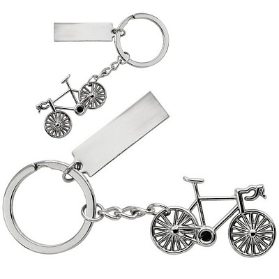 Breloc cu forma de bicicleta si placuta pentru personalizare - V4949 brelocuri metalice cu forma de bicicleta V4949
