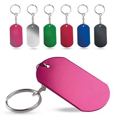 Breloc din aluminiu cu placuta colorata pentru personalizare - V4958 brelocuri metalice colorate V4958 din aluminiu