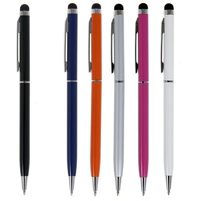 Pix din aluminiu cu capat touch pen si agatatoare subtire - V1537 pixuri colorate cu varf touch pen V1537