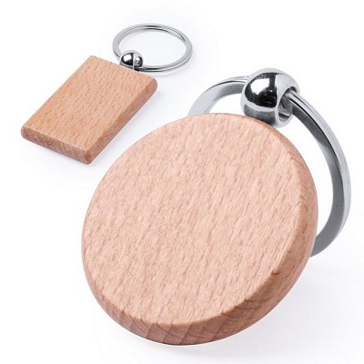 Breloc din lemn cu forma rotunda sau dreptunghiulara - V0724 brelocuri promotionale din lemn V0724