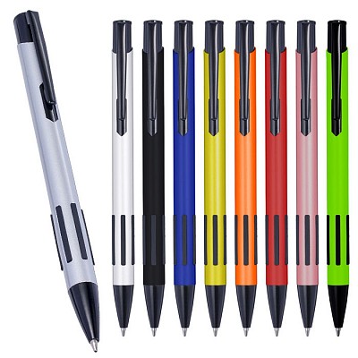 Pix metalic colorat cu grip striat cauciucat - V1915 pixuri metalice cu grip cauciucat V1915