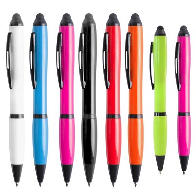 Pix din plastic cu corp colorat si accesorii negre - V1659 pixuri cu touch pen si corp colorat V1659