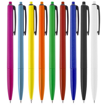 Pix din plastic cu aspect lucios - V1629 pixuri colorate din plastic cu clips negru V1629