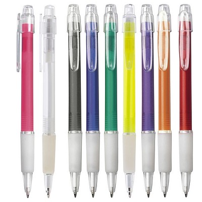 Pix din plastic cu corp colorat si agatatoare transparenta - V1521 pixuri cu grip cauciucat si agatatoare transparenta V1521