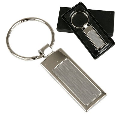 Breloc metalic cu margini cromate si inel pentru chei - V2028 brelocuri metalice dreptunghiulare V2028