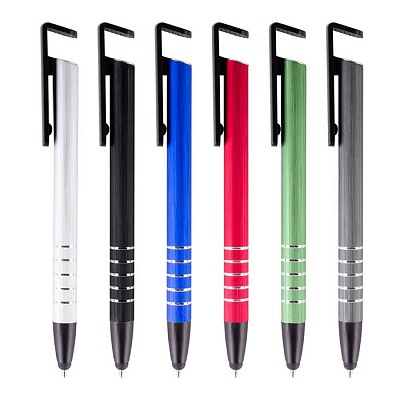 Pix metalic cu agatatoare cu suport pentru telefon - V1816 pixuri metalice cu suport de telefon si varf touch pen V1816