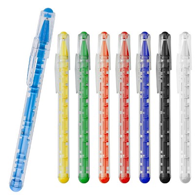 Pix din plastic cu joc de labirint cu 2 bilute si corp transparent - V1800 pixuri promotionale cu joc de labirint V1800