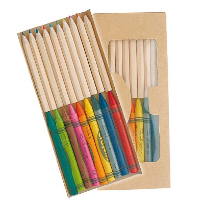 Set de creioane din lemn si creioane cerate - V8620 seturi de creioane colorate cu creioane cerate V8620