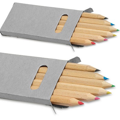 Set de 6 creioane colorate in cutie din hartie reciclata - V6102 seturi de 6 creioane colorate din lemn V6102