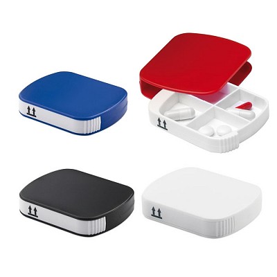 Cutie cu 4 compartimente pentru pastile din plastic - V8564 cutii din plastic cu compartimente pentru pastile V8564