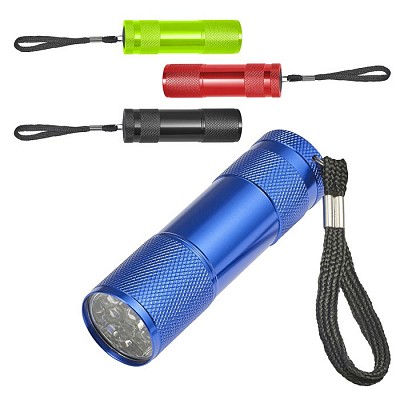 Lanterna metalica de buzunar cu lumina LED si snur negru - V9743 lanterne promotionale metalice colorate de buzunar V9743