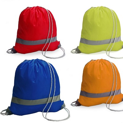 Sac cu banda reflectorizanta si snur gri - V4492 rucsaci cu snururi si banda reflectorizanta V4492