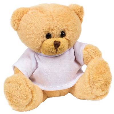 Ursulet crem din plus cu tricou alb din bumbac - HE242 ursuleti crem din plus cu tricou alb HE242