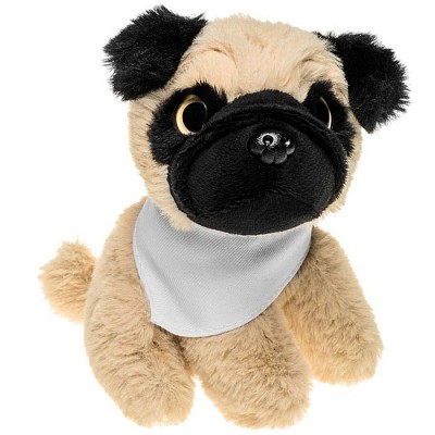 Jucarie din plus cu forma de caine - HE745 catei crem din plus cu bandana alba HE745