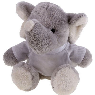 Elefant gri din plus cu tricou pentru inscriptionare - HE284 elefanti din plus cu tricou pentru inscriptionare HE284