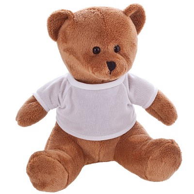 Ursulet din plus cu tricou alb pentru inscriptionat - HE680 ursuleti din plus cu tricou pentru inscriptionare HE680