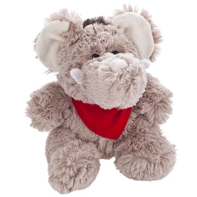 Elefant pufos din plus cu bandana rosie - HE667 elefanti din plus cu bandana rosie HE667