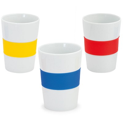 Pahar ceramic cu manson colorat din silicon - 3789 pahare ceramice albe cu manson colorat 3789