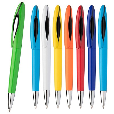 Pix colorat din plastic cu agatatoare curbata - AP845175 pixuri promotionale colorate cu design modern AP845175