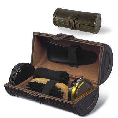 Set de accesorii pentru curatat pantofi in cutie cilindrica - V4309 seturi cu 5 accesorii pentru curatarea incaltamintei V4309