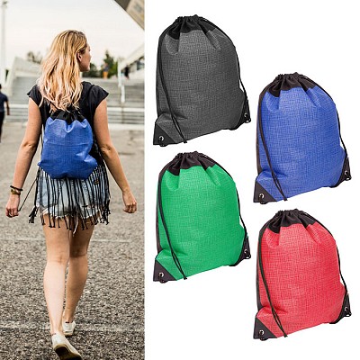 Rucsac bicolor din material netesut - V0554 rucsaci colorati cu snururi negre V0554