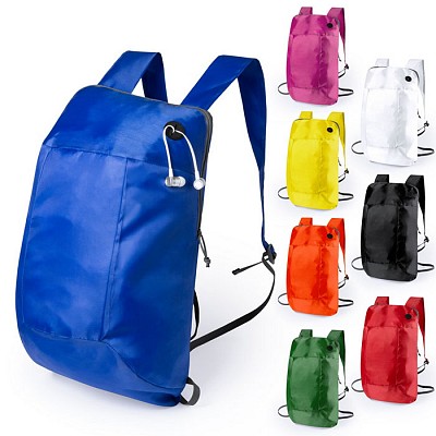 Rucsac pliabil cu iesire pentru casti audio - V0506 rucsaci promotionali colorati din poliester V0506